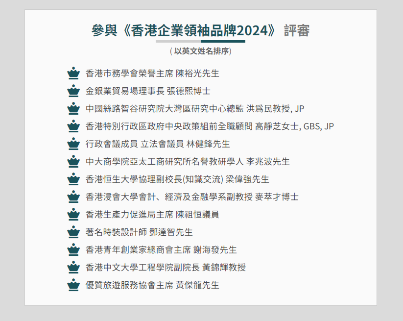 香港企業領袖品牌評審
